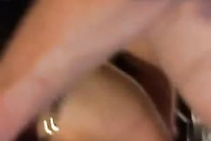 Sweet golden-haired playful horny white wife in BDSM act on livecam