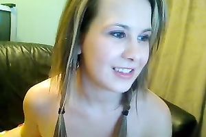 Hot breasty college whore pokes herself with a sex tool