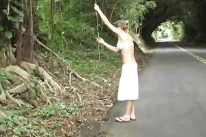 My marvelous blond girlfriend topless in public outdoors