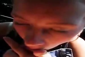Naive looking legal age teenager gives a head to my strain schlong in car