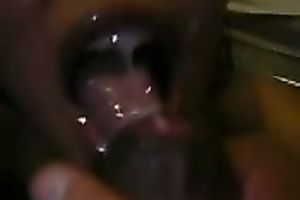 Ebony neighborhood whore slurps on my dark cum taking a mouthful