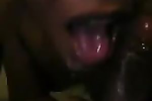 Ebony neighborhood whore slurps on my dark cum taking a mouthful