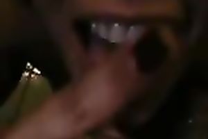 Ebony neighborhood whore slurps on my dark cum taking a mouthful