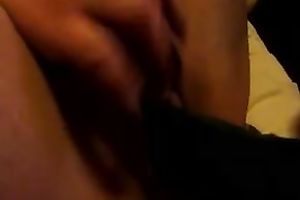 German black skin girlfriend pokes her snatch with a sex tool