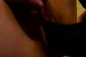 German black skin girlfriend pokes her snatch with a sex tool