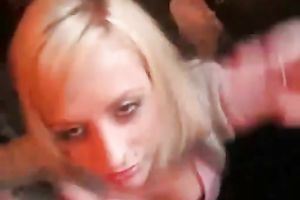 Divine blonde hottie gives deepthroat to my sturdy wang