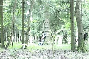 My girlfriend got slutty in the woods and sucked my dick