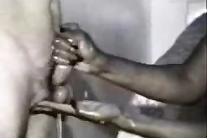 Somalian ebon whore jacks off my bounded dick