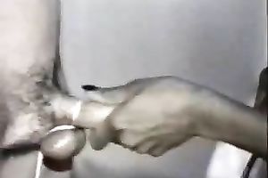 Somalian ebon whore jacks off my bounded dick