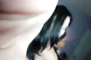Dark haired well shaped white lady was playing with her dildo for me