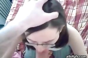 Sweet nerdy college cutie struggles with my massive penis engulfing it