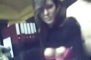 Dirty latin chick office slut getting group-fucked after work