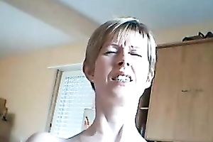 Short haired auburn skinny mother I'd like to fuck flashed scoops and fingered herself on web camera