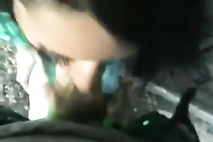 Brunette cheap bitch provides my beefy buddy's large 10-Pounder with BJ