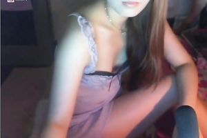 Lovely Asian legal age teenager hottie in her bedroom chatting with a fellow