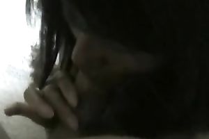 Asian dark brown tramp thoroughly blowing my dick on POV tape