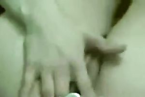 My fantastic brunette hair coed fingers her cum-hole and butt in homemade solo