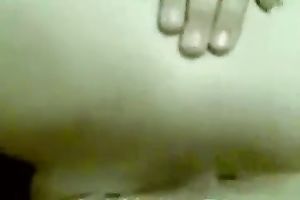 My fantastic brunette hair coed fingers her cum-hole and butt in homemade solo