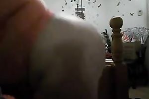 Disgusting fluffy bitch tries on her recent shirts on webcam