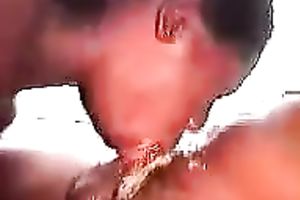 Ebony hoe deepthroats my BBC and pukes all over me