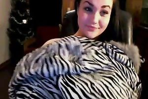 Torrid non-professional cam white wife exposed and greedily jammed her large boobies