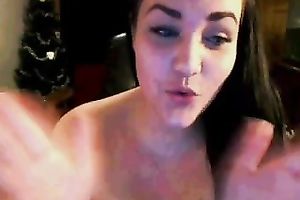 Torrid non-professional cam white wife exposed and greedily jammed her large boobies