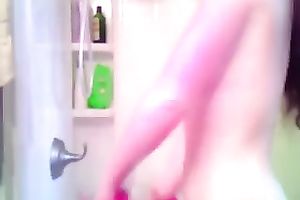 Ardent pallid playgirl was having pleasure during the time that stimulating herself in the shower