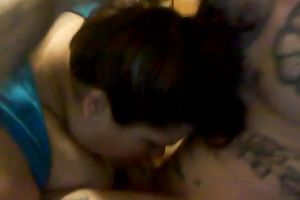 Chubby cheap bitch with giant boobies provided my tattooed ally with BJ