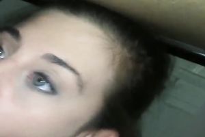 Brunette cute pale slutwife was engulfing my roommate's rock hard large schlong