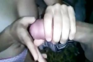 Dark haired sexually excited bosomy dark brown GF of my buddy gives him titjob