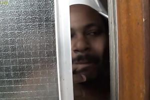 It was a window into the bathroom that allowed us to spy on this breasty honey