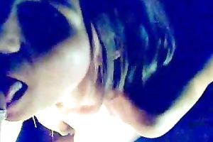 Skinny Bulgarian brunette hair giving me head in the black