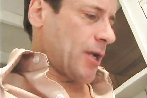 Nasty redhead legal age teenager is enticed for nasty FFM 3some