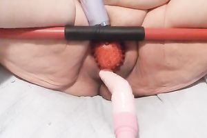 Filthy awful bulky aged whore was fucking with a sex machine