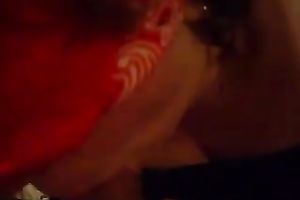 Blindfolded doxy sucks my powerful shlong like a real pro