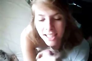 Wondrous all natural and quite pale GF of my buddy sucks my jock