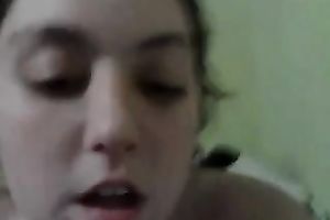 Solo scene with a obese dark brown legal age teenager rubbing her fur pie