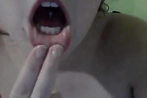 Solo scene with a obese dark brown legal age teenager rubbing her fur pie