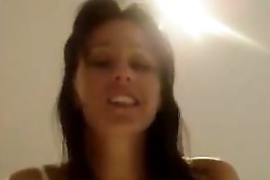 Amazing milk cans and horny brunette hair milf chick showing off