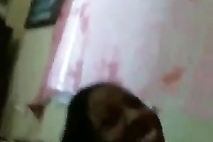 Slender chocolate all natural brunette girlie showed off her pointer sisters