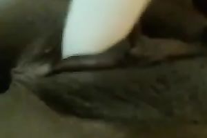 Slender chocolate all natural brunette girlie showed off her pointer sisters