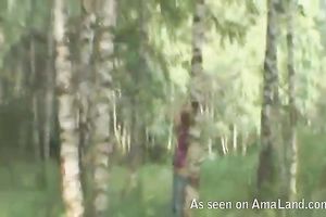 Having joy with this tiny college babe outdoors