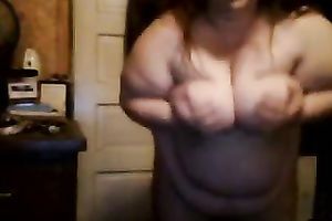 Disgusting corpulent strumpet tries to tease me with her body