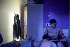 Bootylicious hot wifey in dark nightie gives BJ and rides hubby's tool