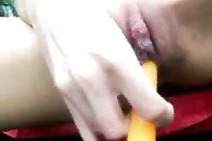 Using a toy perverted slim nympho was petting herself near the bike