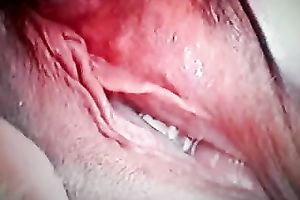 Chubby white wife masturbates with a banana and shows her monster cunt