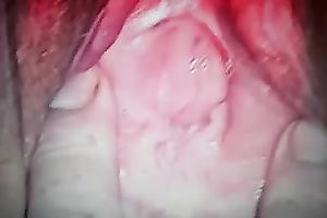 Chubby white wife masturbates with a banana and shows her monster cunt