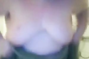 Young white big beautiful woman floozy in the shower flashes her body