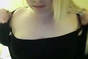Chubby blond webcam legal age teenager plays with her saggy love melons
