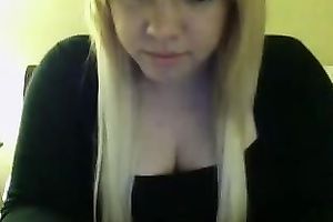 Chubby blond webcam legal age teenager plays with her saggy love melons